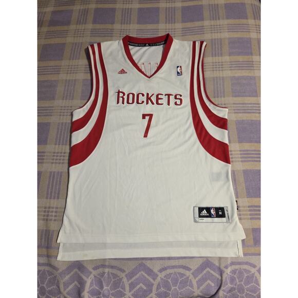 Jeremy Lin Houston Rockets Adidas White Red Number #7 Jersey Medium +2 Length - Picture 1 of 12
